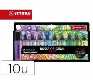 Rotulador stabilo boss fluorescente 70 arty line colores frios estuche carton de 10 unidades colores