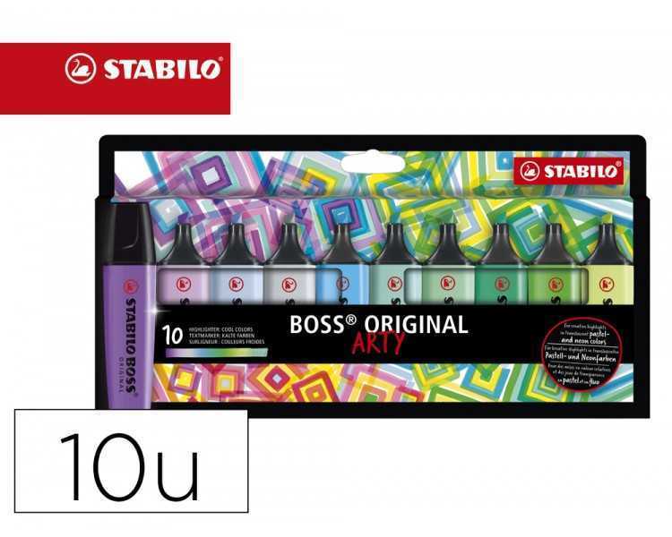 Rotulador stabilo boss fluorescente 70 arty line colores frios estuche carton de 10 unidades colores