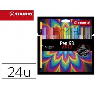Rotulador stabilo acuarelable pen 68 arty line 1 mm estuche carton de 24 unidades colores surtidos