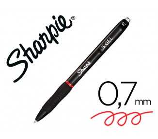 Boligrafo sharpie retractil tinta gel punta 0,7 mm color rojo