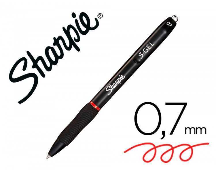 Boligrafo sharpie retractil tinta gel punta 0,7 mm color rojo