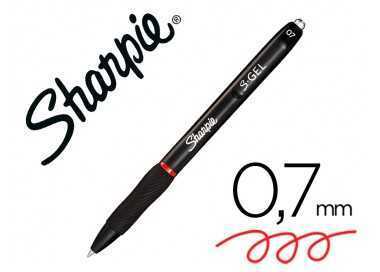 Boligrafo sharpie retractil tinta gel punta 0,7 mm color rojo