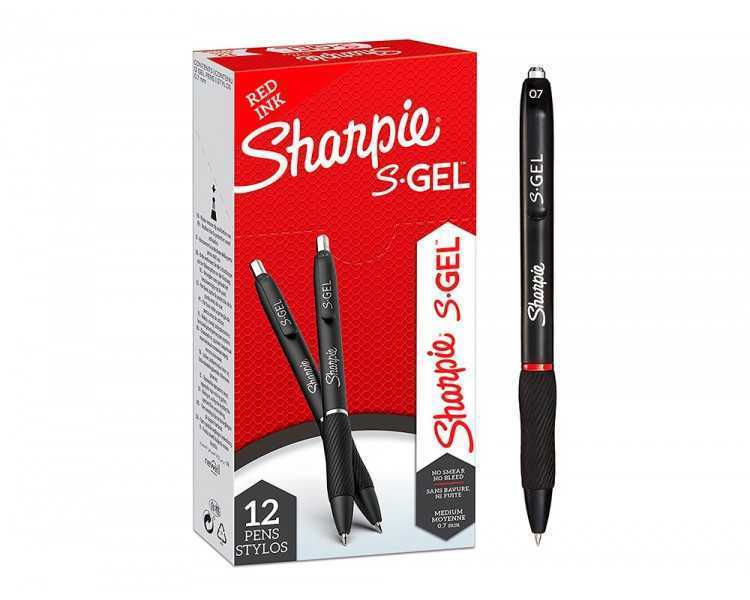 Boligrafo sharpie retractil tinta gel punta 0,7 mm color rojo