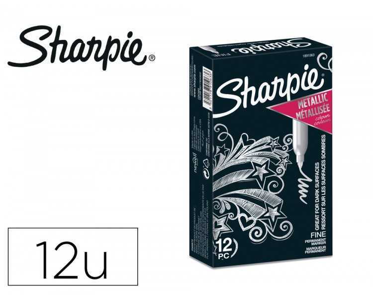 Rotulador sharpie permanente fino metallic plata