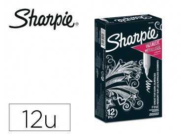 Rotulador sharpie permanente fino metallic plata