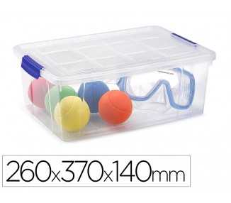 Contenedor plastico plasticforte 9 litros n 29 transparente con tapa 260x370x140 mm