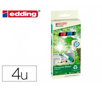 Rotulador edding 21 marcador permanente ecoline 90% reciclado bolsa 4 colores surtidos punta redonda 1,5-3
