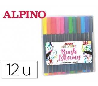 Rotulador alpino punta de pincel lettering estuche de 12 unidades colores surtidos