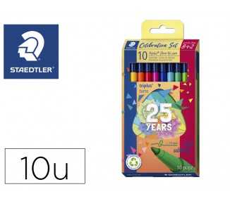 Rotulador staedtler triplus happy estuche de 10 unidades colores surtidos