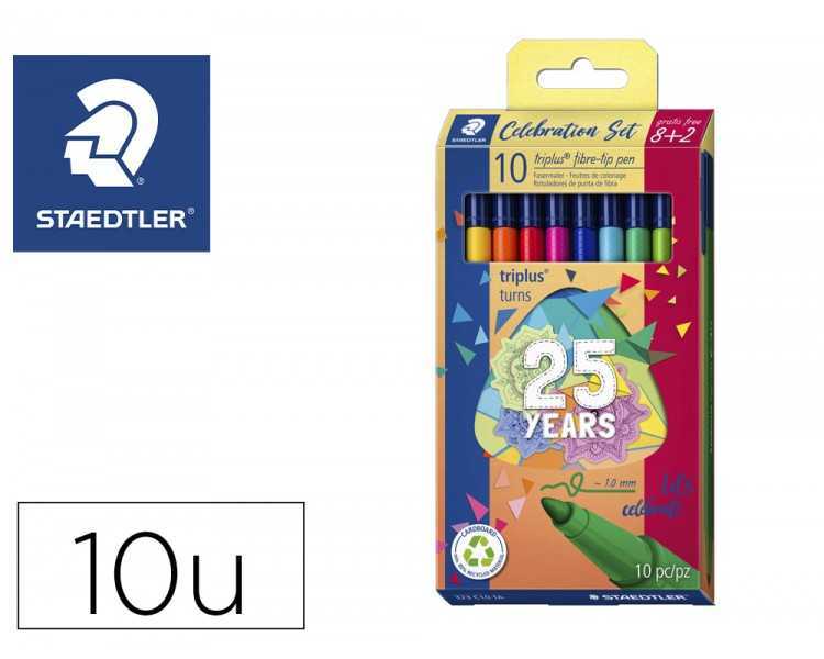 Rotulador staedtler triplus happy estuche de 10 unidades colores surtidos