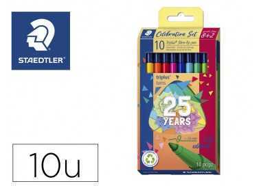 Rotulador staedtler triplus happy estuche de 10 unidades colores surtidos