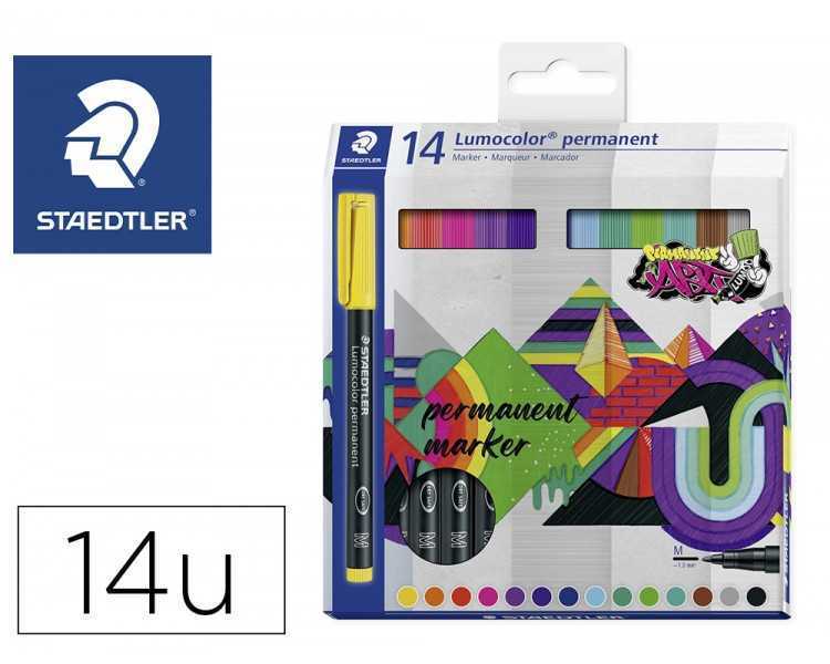 Rotulador staedtler lumocolor retroproyeccion punta de fibra permanente 317 caja de 14 unidades colores surtidos