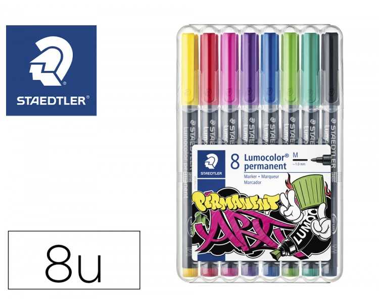 Rotulador staedtler lumocolor permanente art estuche de 8 unidades colores surtidos