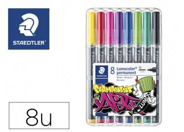 Rotulador staedtler lumocolor permanente art estuche de 8 unidades colores surtidos