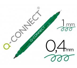Rotulador q-connect marcador permanente doble punta color verde 0,4 mm y 1 mm