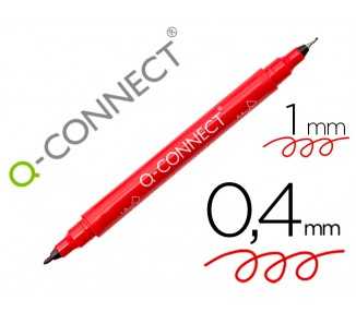 Rotulador q-connect marcador permanente doble punta color rojo 0,4 mm y 1 mm
