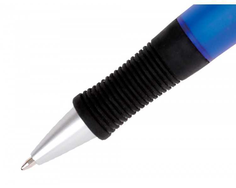Boligrafo q-connect premium retractil con sujecion de caucho color azul punta 1 mm