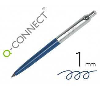 Boligrafo q-connect premium metalico retractil con clip color azul punta 1 mm