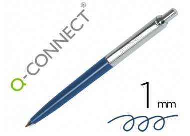 Boligrafo q-connect premium metalico retractil con clip color azul punta 1 mm