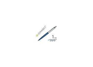 Boligrafo q-connect premium metalico retractil con clip color azul punta 1 mm