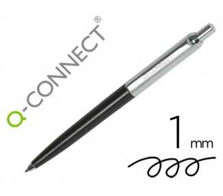 Boligrafo q-connect premium metalico retractil con clip color negro punta 1 mm