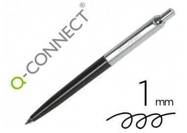 Boligrafo q-connect premium metalico retractil con clip color negro punta 1 mm