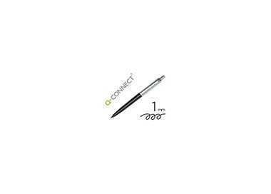 Boligrafo q-connect premium metalico retractil con clip color negro punta 1 mm