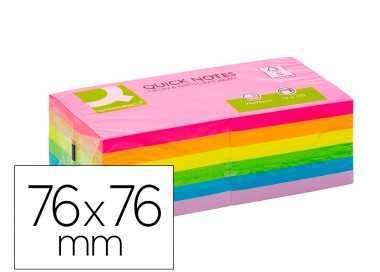 Bloc de notas adhesivas quita y pon q-connect 76x76 mm fsc colores neon y pastel surtidos