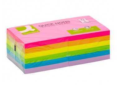 Bloc de notas adhesivas quita y pon q-connect 76x76 mm fsc colores neon y pastel surtidos