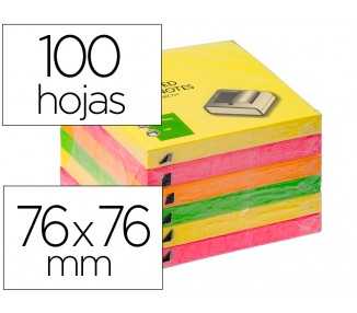 Bloc de notas adhesivas quita y pon q-connect 76x76 mm colores neon surtidos zig-zag