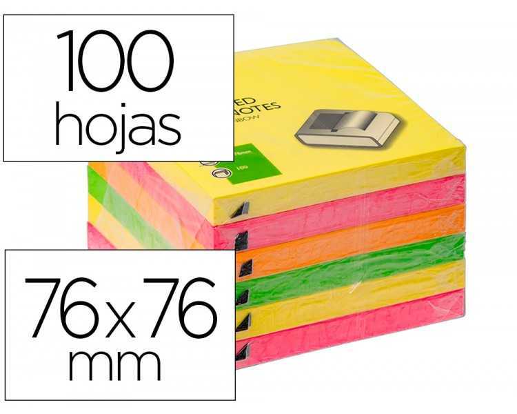 Bloc de notas adhesivas quita y pon q-connect 76x76 mm colores neon surtidos zig-zag