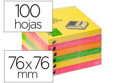 Bloc de notas adhesivas quita y pon q-connect 76x76 mm colores neon surtidos zig-zag