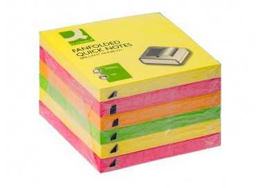 Bloc de notas adhesivas quita y pon q-connect 76x76 mm colores neon surtidos zig-zag