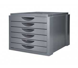 Fichero cajones de sobremesa q-connect bandeja organizadora superior 6 cajones color gris opaco