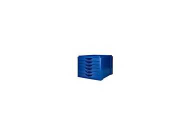 Fichero cajones de sobremesa q-connect bandeja organizadora superior 6 cajones color azul opaco