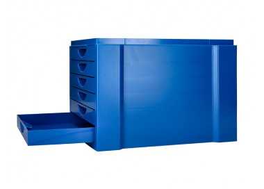 Fichero cajones de sobremesa q-connect bandeja organizadora superior 6 cajones color azul opaco