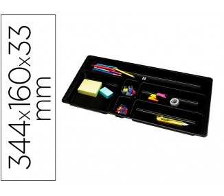 Bandeja organizadora q-connect de cajones color negro 344x160x33 mm