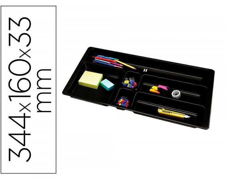 Bandeja organizadora q-connect de cajones color negro 344x160x33 mm