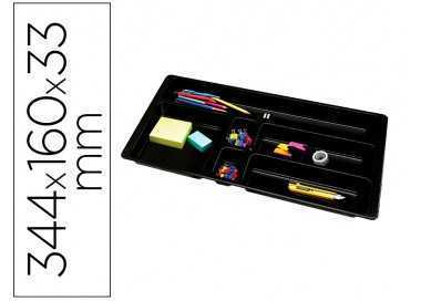Bandeja organizadora q-connect de cajones color negro 344x160x33 mm