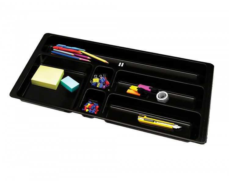 Bandeja organizadora q-connect de cajones color negro 344x160x33 mm