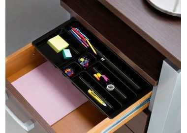 Bandeja organizadora q-connect de cajones color negro 344x160x33 mm
