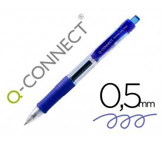 Boligrafo q-connect sigma retractil con sujecion de caucho tinta gel 0,5 mm color azul
