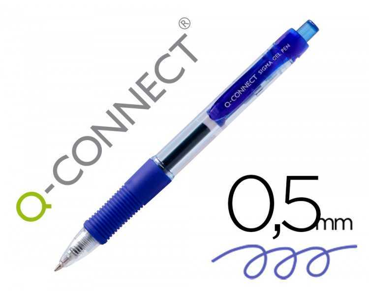 Boligrafo q-connect sigma retractil con sujecion de caucho tinta gel 0,5 mm color azul