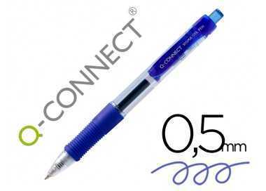 Boligrafo q-connect sigma retractil con sujecion de caucho tinta gel 0,5 mm color azul