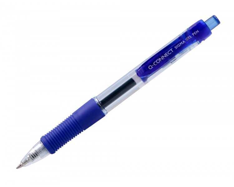 Boligrafo q-connect sigma retractil con sujecion de caucho tinta gel 0,5 mm color azul