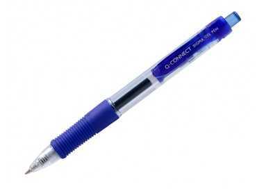 Boligrafo q-connect sigma retractil con sujecion de caucho tinta gel 0,5 mm color azul Boligrafo q-connect sigma retractil con sujecion de caucho tinta gel 0,5 mm color azul