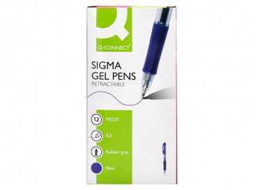 Boligrafo q-connect sigma retractil con sujecion de caucho tinta gel 0,5 mm color azul Boligrafo q-connect sigma retractil con sujecion de caucho tinta gel 0,5 mm color azul