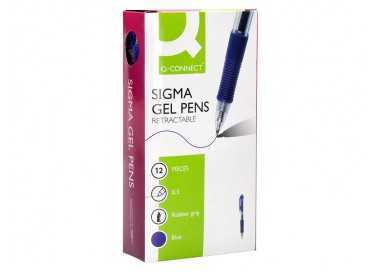 Boligrafo q-connect sigma retractil con sujecion de caucho tinta gel 0,5 mm color azul Boligrafo q-connect sigma retractil con sujecion de caucho tinta gel 0,5 mm color azul