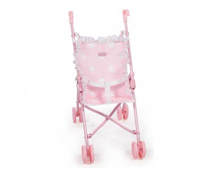 Silla pequeña de paseo para muñecas carlota color rosa 550x270x410 mm