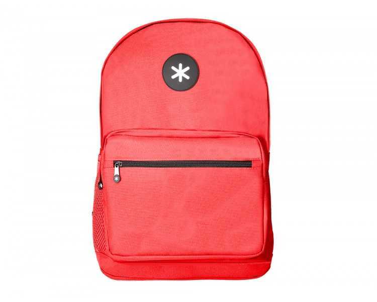 Cartera antartik mochila con asa y bolsillo frontal concremallera color rojo 320x140x430 mm